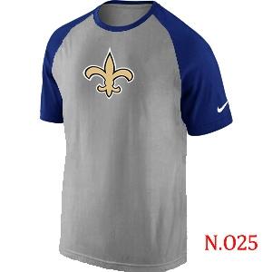 Mens New Orleans Saints Ash Tri Big Play Raglan T-Shirt Grey- Blue