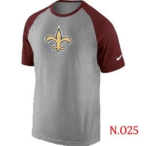 Mens New Orleans Saints Ash Tri Big Play Raglan T-Shirt Grey- Red