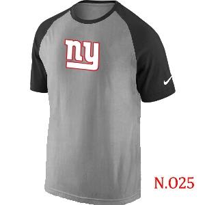 Mens New York Giants Ash Tri Big Play Raglan T-Shirt Grey- Black