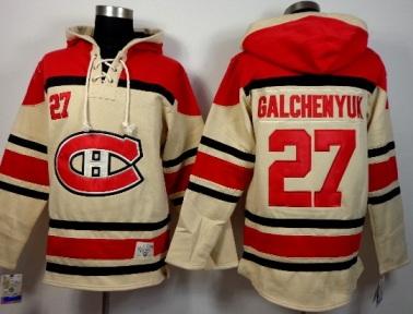Montreal Canadiens #27 Alex Galchenyuk Cream Sawyer Hooded Sweatshirt Stitched NHL Jersey