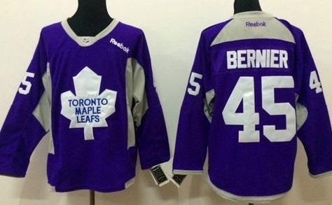 Toronto Maple Leafs #45 Jonathan Bernier Purple Hockey Fights Cancer Stitched NHL Jersey