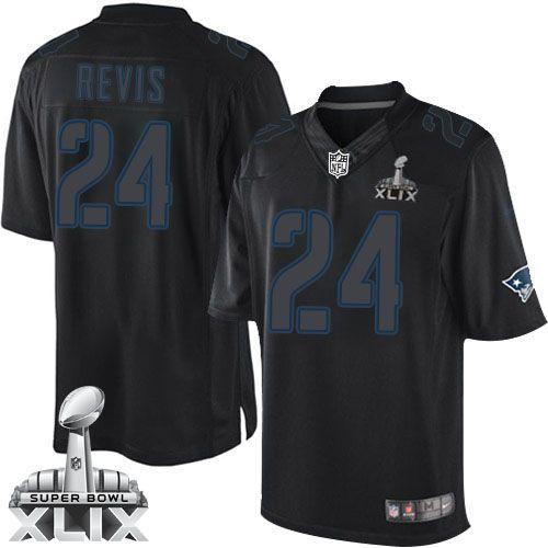 Nike New England Patriots #24 Darrelle Revis Black Super Bowl XLIX Men's Stitched NFL Impact Limited Jersey
