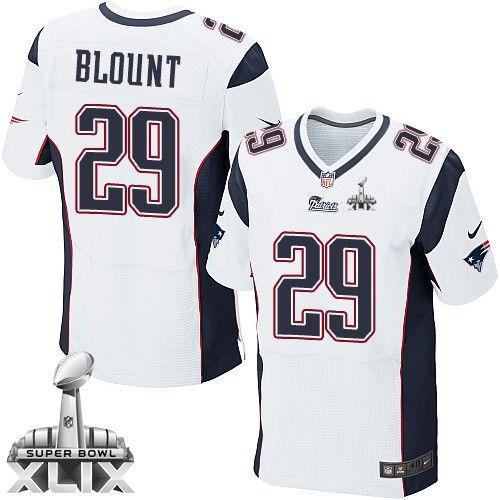 Nike New England Patriots #29 LeGarrette Blount White Super Bowl XLIX Men's Stitched NFL Elite Jersey
