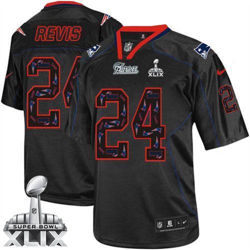Nike New England Patriots #24 Darrelle Revis New Lights Out Black Super Bowl XLIX Men's Stitched NFL Elite Jersey