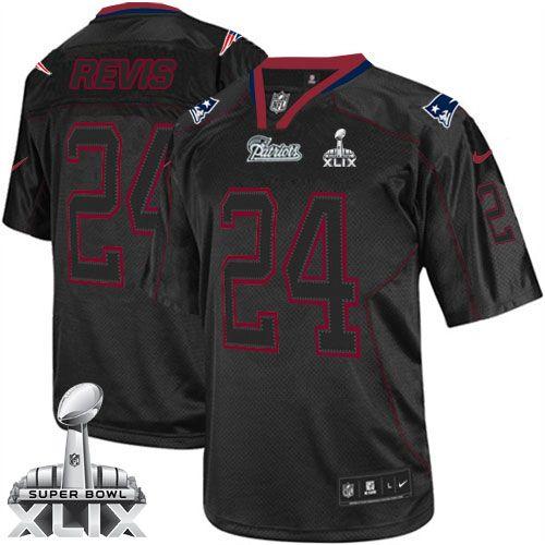 Nike New England Patriots #24 Darrelle Revis Lights Out Black Super Bowl XLIX Men's Stitched NFL Elite Jersey