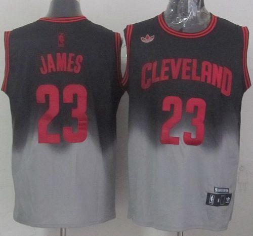 Cleveland Cavaliers #23 LeBron James Black Grey Fadeaway Fashion Stitched NBA Jersey
