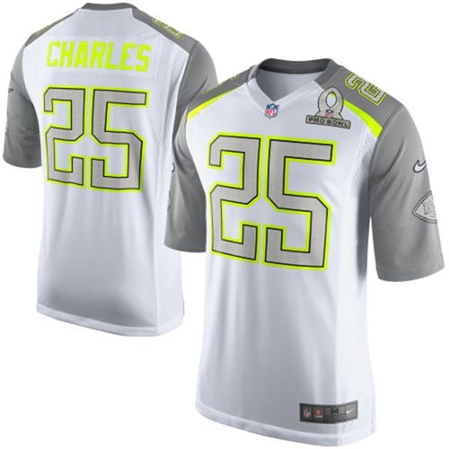 Nike Kansas City Chiefs #25 Jamaal Charles White Pro Bowl Men's Stitched NFL Elite Team Carter Jersey