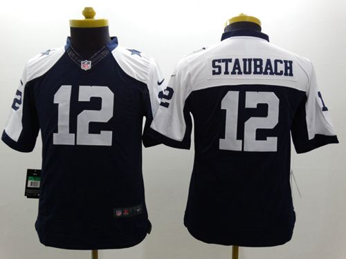 Youth Nike Dallas Cowboys #12 Roger Staubach Navy Blue Thanksgiving Throwback Stitched NFL Limited Jersey