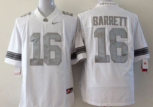 Youth Ohio State Buckeyes #16 J. T. Barrett White Limited Platinum Stitched NCAA Jersey