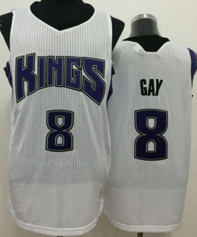 Sacramento Kings #8 Rudy Gay White Revolution 30 Stitched NBA Jersey