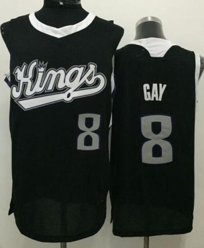 Sacramento Kings #8 Rudy Gay Black Revolution 30 Stitched NBA Jersey