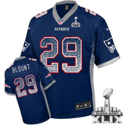 Nike New England Patriots #29 LeGarrette Blount Navy Blue Super Bowl XLIX Men's Stitched NFL Elite Drift Fashion Jersey