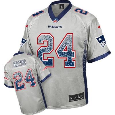 Nike New England Patriots #24 Darrelle Revis Grey Men's Stitched NFL Elite Drift Fashion Jersey