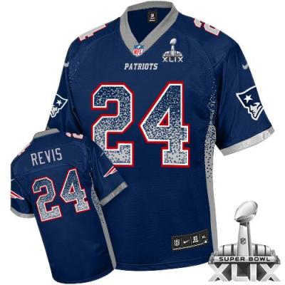 Nike New England Patriots #24 Darrelle Revis Navy Blue Super Bowl XLIX Men's Stitched NFL Elite Drift Fashion Jersey