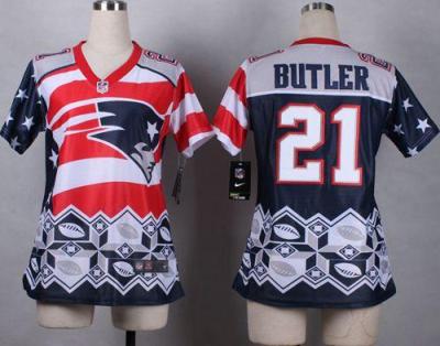 Women's Nike Patriots #21 Malcolm Butler Navy Blue Stitched NFL Elite Noble Fashion Jersey