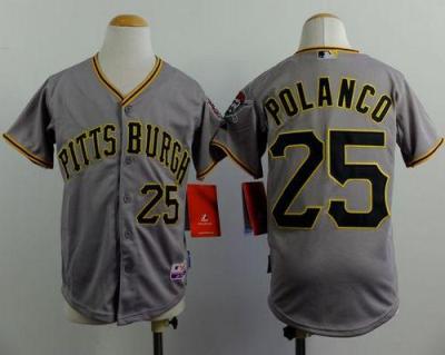 Youth Pittsburgh Pirates #25 Gregory Polanco Grey Cool Base Stitched Baseball Jersey
