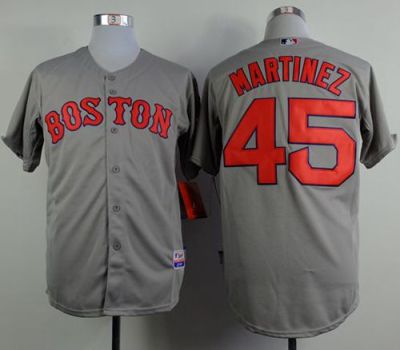 Boston Red Sox #45 Pedro Martinez Grey Cool Base Stitched Baseball Jersey