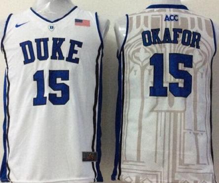 Duke Blue Devils #15 Jahlil Okafor White Stitched NCAA Jersey