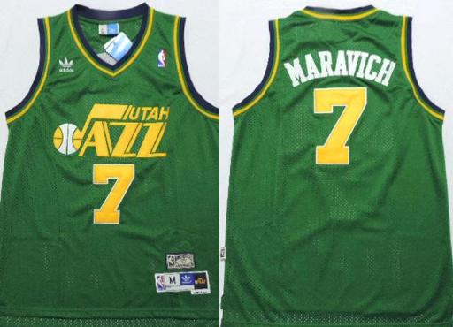 Utah Jazz #7 Pete Maravich Green Throwback Stitched NBA Jersey