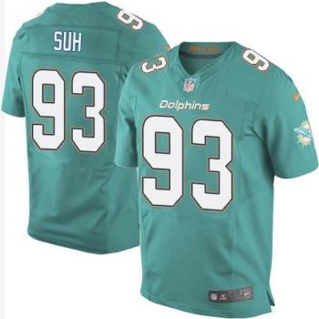 Nike Miami Dolphins #93 Ndamukong Suh Aqua Green NFL Elite Jersey