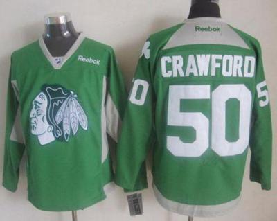Blackhawks #50 Corey Crawford Green Practice Stitched NHL Jersey