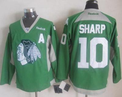 Blackhawks #10 Patrick Sharp Green Practice Stitched NHL Jersey