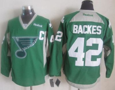 Blues #42 David Backes Green Practice Stitched NHL Jersey