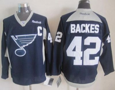 Blues #42 David Backes Navy Blue Practice Stitched NHL Jersey