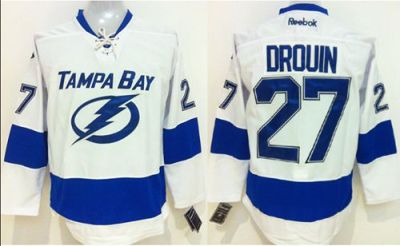 Lightning #27 Jonathan Drouin White Stitched NHL Jersey