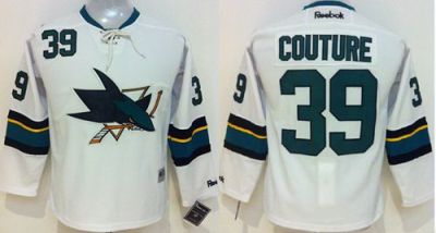 Youth Sharks #39 Logan Couture White Stitched NHL Jersey