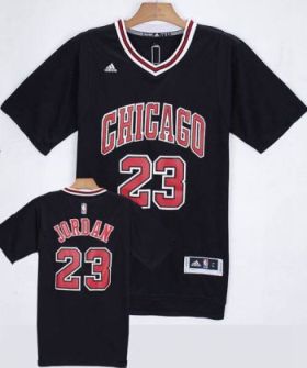 Chicago Bulls #23 Michael Jordan Black Short Sleeve Stitched NBA Jersey