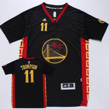 Golden State Warriors #11 Klay Thompson Black Slate Chinese New Year Stitched NBA Jersey