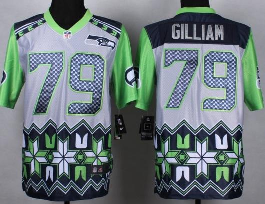 Nike Seattle Seahawks #79 Garry Gilliam Green Noble Fashion Stitched NFL Elite Jersey