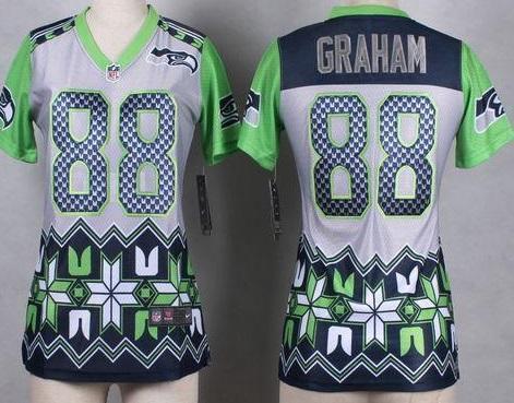 Women's Nike Seattle Seahawks #88 Jimmy Graham Grey Stitched Elite Noble Fashion NFL Jerseys