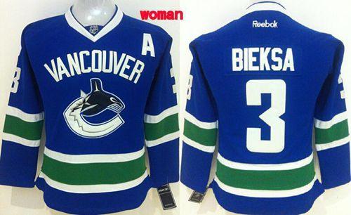 Women's Vancouver Canucks #3 Kevin Bieksa Blue Home Stitched NHL Jersey