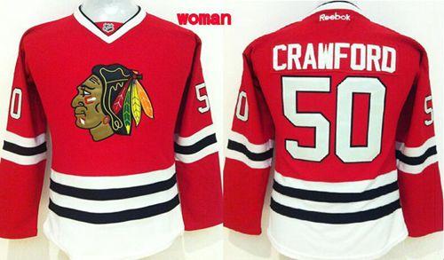 Women's Chicago Blackhawks #50 Corey Crawford Red Home Stitched NHL Jersey