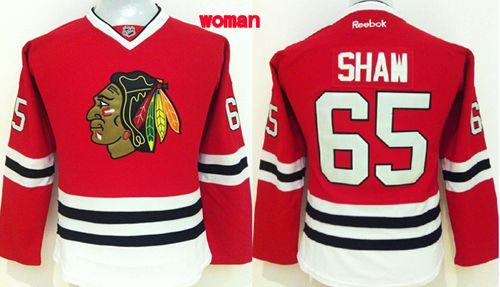 Women's Chicago Blackhawks #65 Andrew Shaw Red Home Stitched NHL Jersey