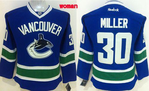 Women's Vancouver Canucks #30 Ryan Miller Blue Home Stitched NHL Jersey
