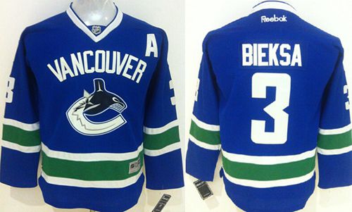 Youth Vancouver Canucks #3 Kevin Bieksa Blue Stitched NHL Jersey