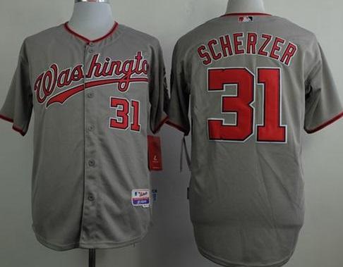 Washington Nationals #31 Max Scherzer Grey Cool Base Stitched Baseball Jersey