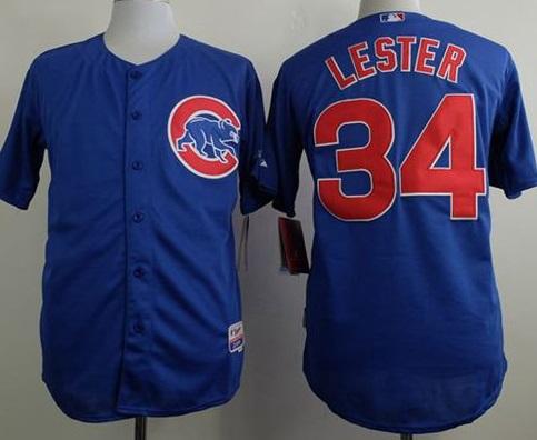Chicago Cubs #34 Jon Lester Blue Cool Base Stitched Baseball Jersey