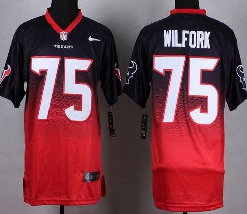 Nike Houston Texans #75 Vince Wilfork Navy Blue Red Elite Fadeaway Fashion NFL Jerseys