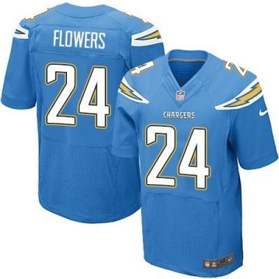 Nike San Diego Chargers #24 Brandon Flowers Electric Blue Men's Stitched NFL Elite Jersey