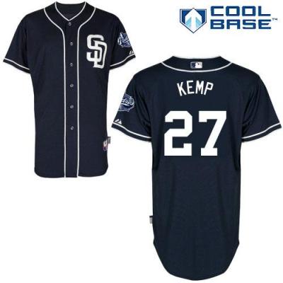 San Diego Padres #27 Matt Kemp Dark Blue Alternate 1 Cool Base Stitched Baseball Jersey