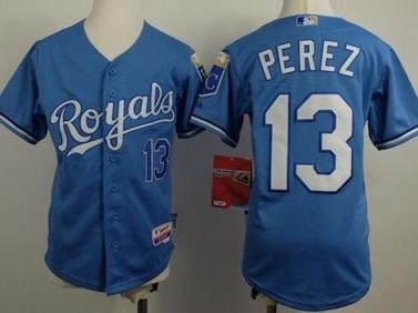 Youth Kansas City Royals #13 Salvador Perez Light Blue Cool BaseStitched Baseball Jersey