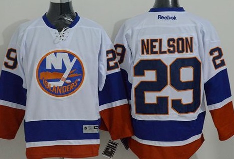 New York Islanders #29 Brock Nelson White Stitched NHL Jersey