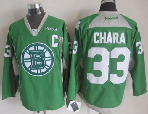Boston Bruins #33 Zdeno Chara Green St. Patrick's Day Practice Stitched NHL Jersey
