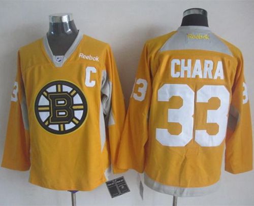 Boston Bruins #33 Zdeno Chara Yellow Practice Stitched NHL Jersey