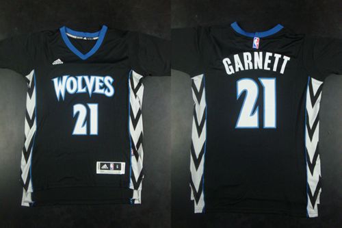 Minnesota Timberwolves #21 Kevin Garnett Black Alternate Stitched NBA Jersey