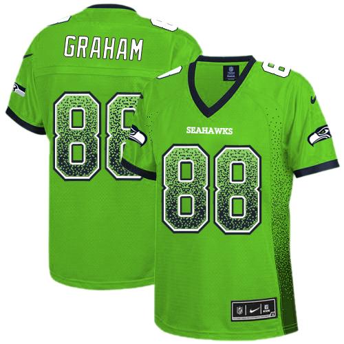 Women's Nike Seattle Seahawks #88 Jimmy Graham Green NFL Elite Drift Fashion Jersey